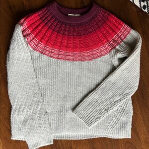 Marine Layer “Fair Isle” Pink and Gray Crew Neck Sweater